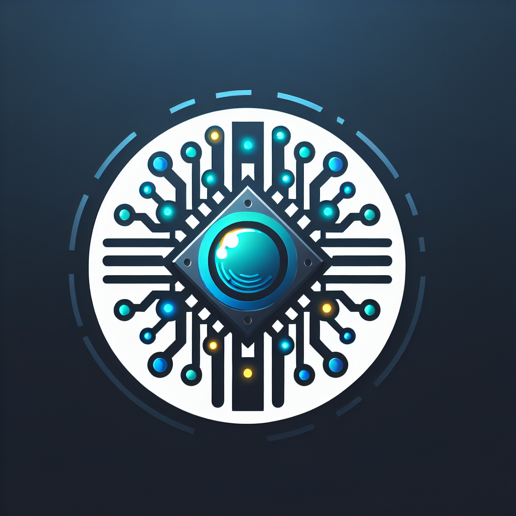 Crea un logo elegante e futuristico per un sito di notizie IT. Utilizza colori come il blu elettrico, grigio scuro e accenti luminosi. L’icona può rappresentare un chip, una sfera digitale o un occhio tecnologico (per il concetto di “dio dell’informazione”). Il font dovrebbe essere high-tech ma leggibile, adatto a un sito professionale.